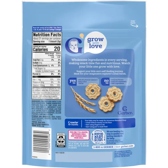 Gerber Arrowroot Cookies Baby Snack – 10+ Months, Crawler Snack