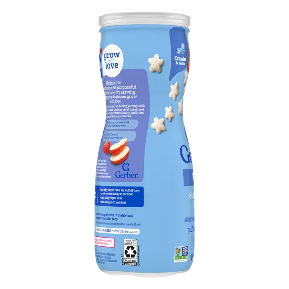 Gerber Grain & Grow Strawberry Apple Puffs Baby Snack β 8+ Months, Cereal Snack