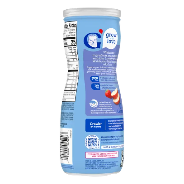 Gerber Grain & Grow Strawberry Apple Puffs Baby Snack β 8+ Months, Cereal Snack