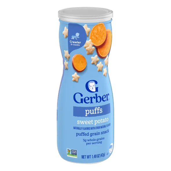 Gerber Grain & Grow Sweet Potato Puffs Baby Snack β 8+ Months, Cereal Snack
