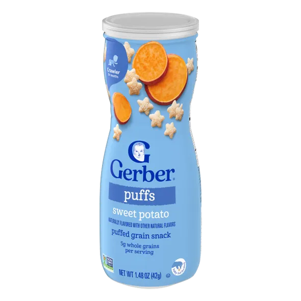 Gerber Grain & Grow Sweet Potato Puffs Baby Snack β 8+ Months, Cereal Snack