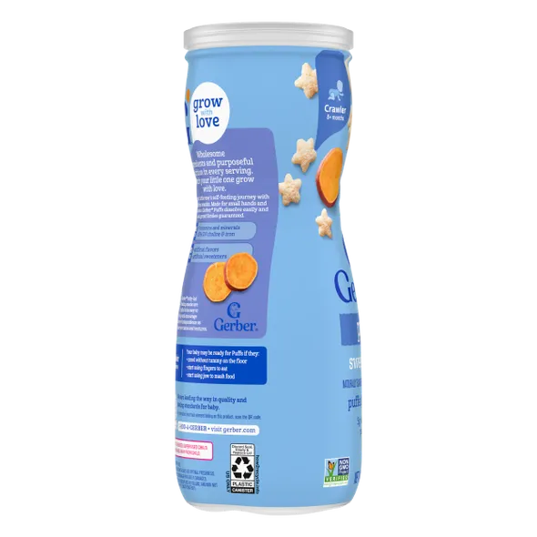 Gerber Grain & Grow Sweet Potato Puffs Baby Snack β 8+ Months, Cereal Snack