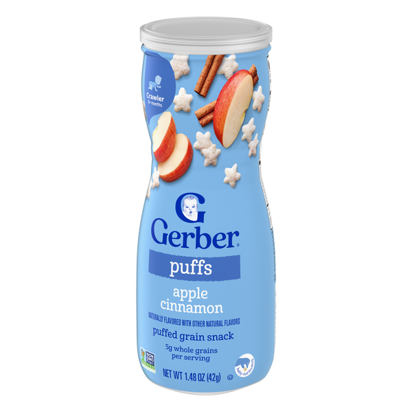 Gerber Grain & Grow Apple Cinnamon Puffs Baby Snack – 8+ Months, Cereal Snack