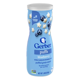 Gerber Grain & Grow Blueberry Puffs Baby Snack – 8+ Months, Cereal Snack