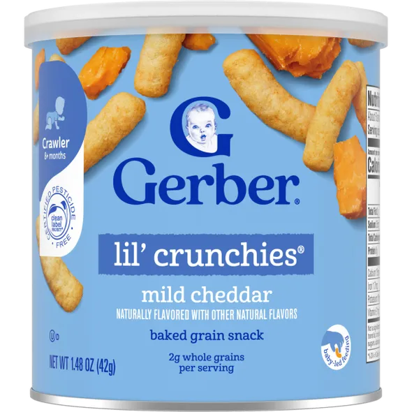 Gerber Lil’ Crunchies Mild Cheddar Naturally Flavored Baby Snack – 8+ Months