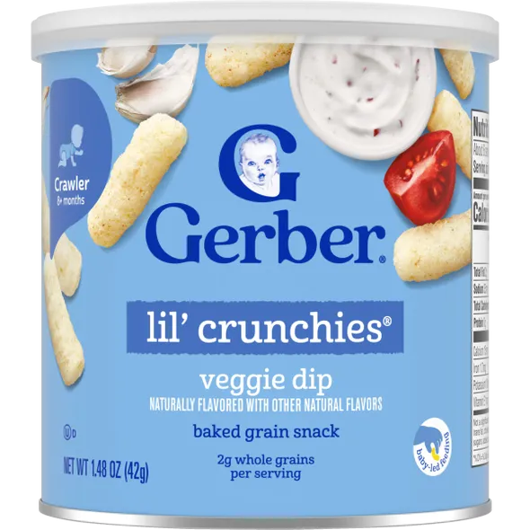 Gerber Lil’ Crunchies Veggie Dip Naturally Flavored Baby Snack – 8+ Months