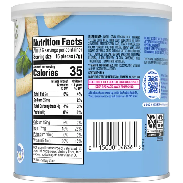 Gerber Lil’ Crunchies Ranch Naturally Flavored Baby Snack – 8+ Months