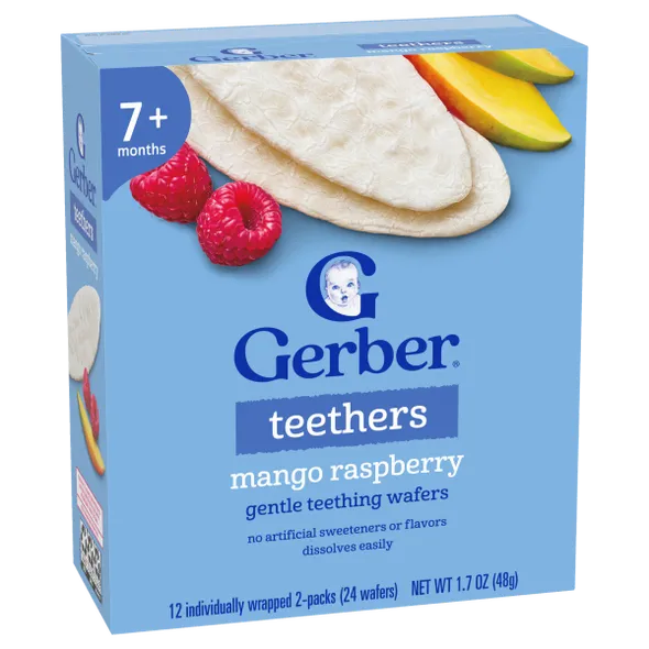 Gerber Mango Raspberry Teething Wafers Baby Snacks – Crawler Stage