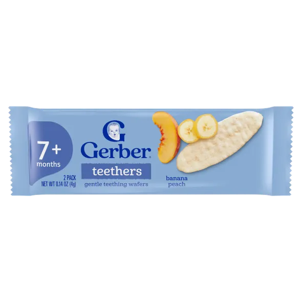 Gerber Gentle Teething Wafers Banana & Peach Baby Snack – Crawler Stage