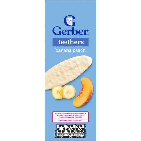 Gerber Gentle Teething Wafers Banana & Peach Baby Snack – Crawler Stage