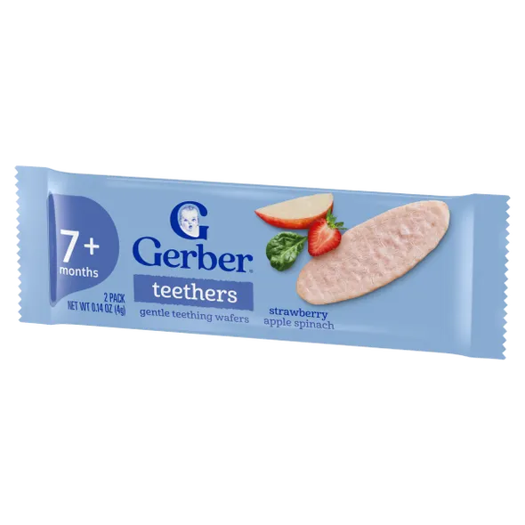 Gerber Strawberry Apple Spinach Teething Wafers Baby Snack – Crawler Stage