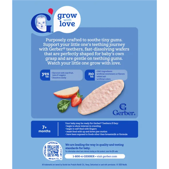 Gerber Strawberry Apple Spinach Teething Wafers Baby Snack – Crawler Stage