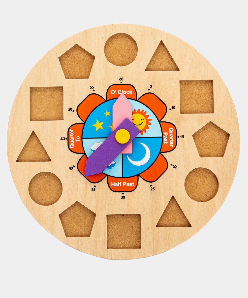 Hilife Clock O Puzzle Wooden Learning Toy 13 Pieces 3Y+ Multicolor