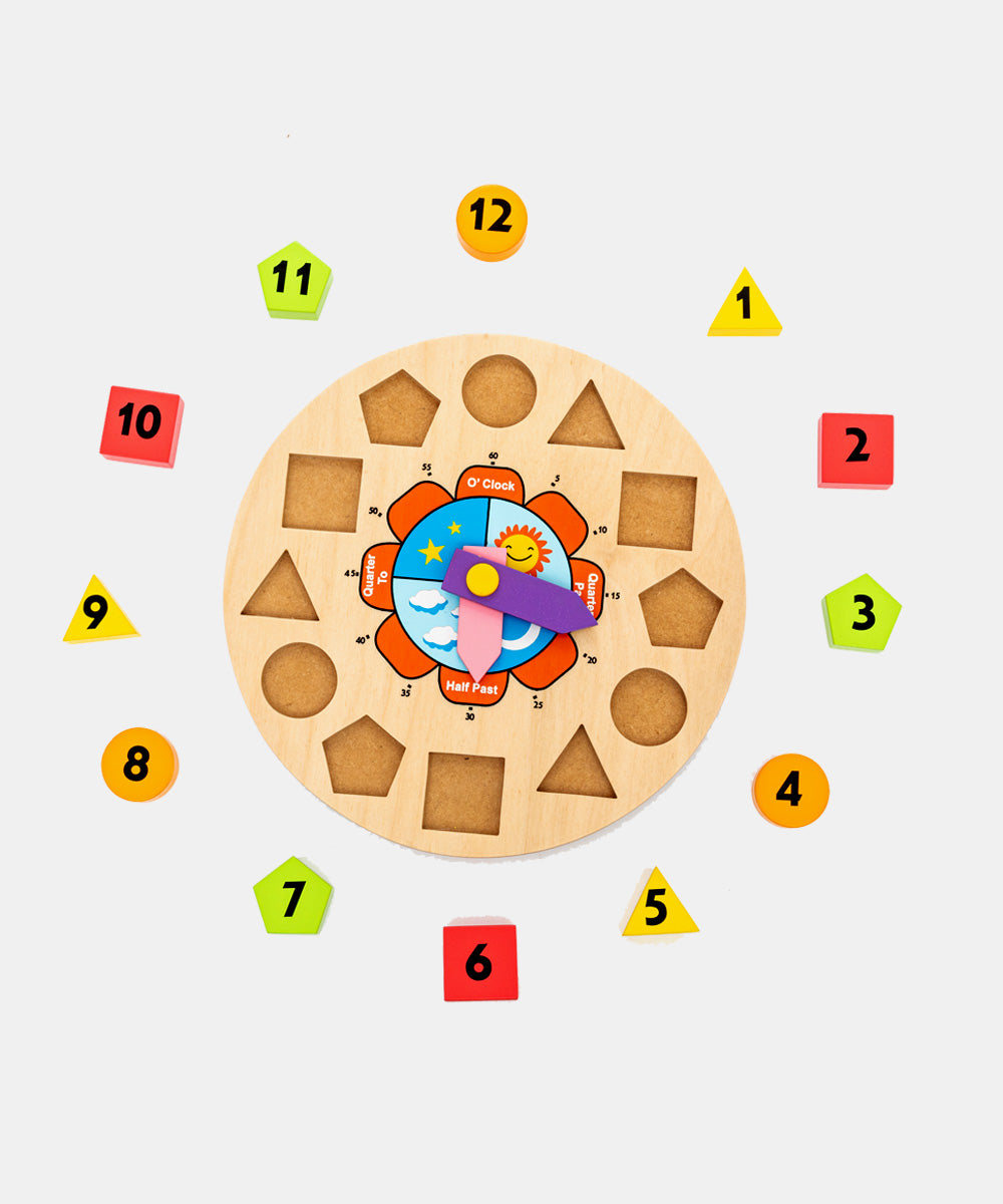 Hilife Clock O Puzzle Wooden Learning Toy 13 Pieces 3Y+ Multicolor