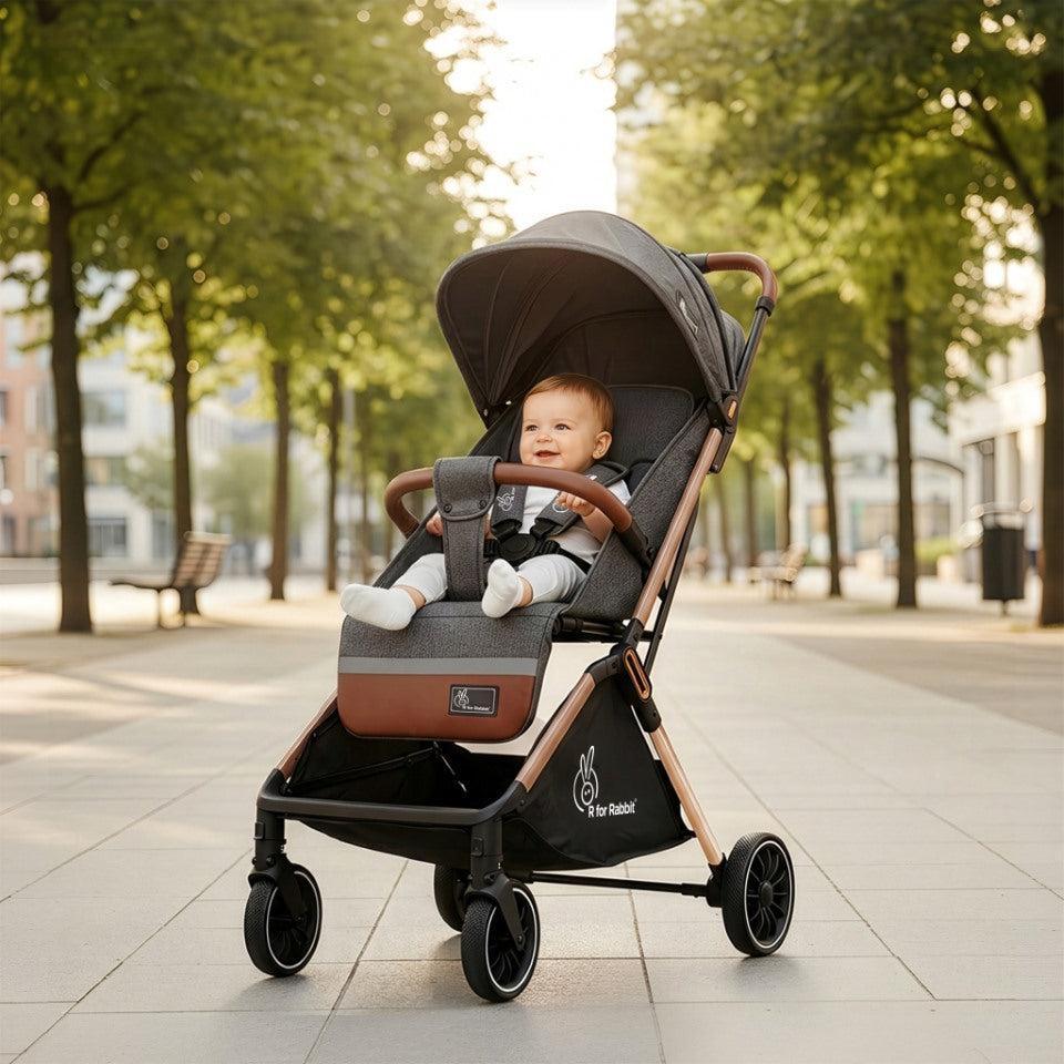 R for Rabbit Street Smart Auto Fold Baby Stroller with Personalized Name Plate 0–3Y – Ash Grey