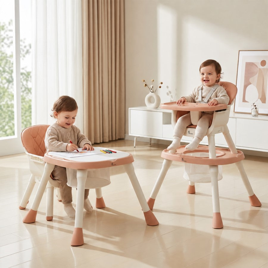 R for Rabbit Cherry Berry Multi 6 in 1 High Chair 6 Months-7 Years Soft Peach