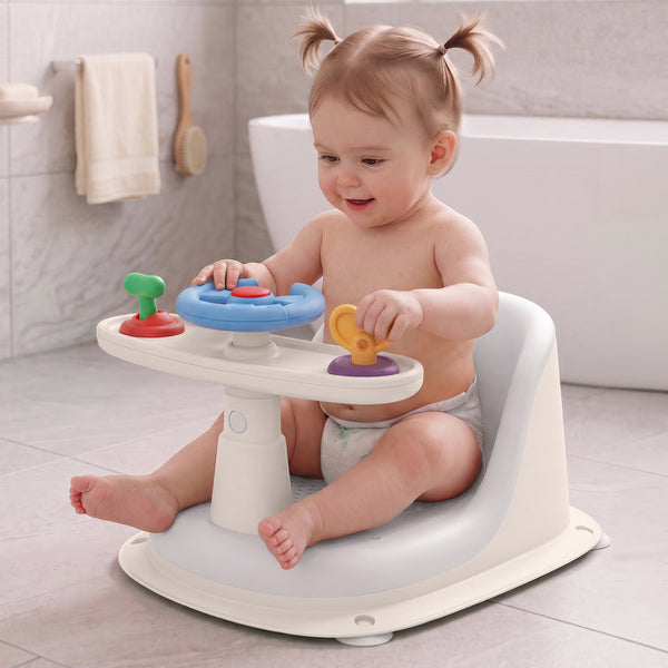 Baby Bath Seat R for Rabbit Fun Time Cozy 2 in 1 6M+ Up to 15kg Baby Bath Seat – Grey Ivory