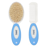 Hopop Baby Natural Bristle Hair Brush & Rounded Teeth Comb 2-Piece Blue