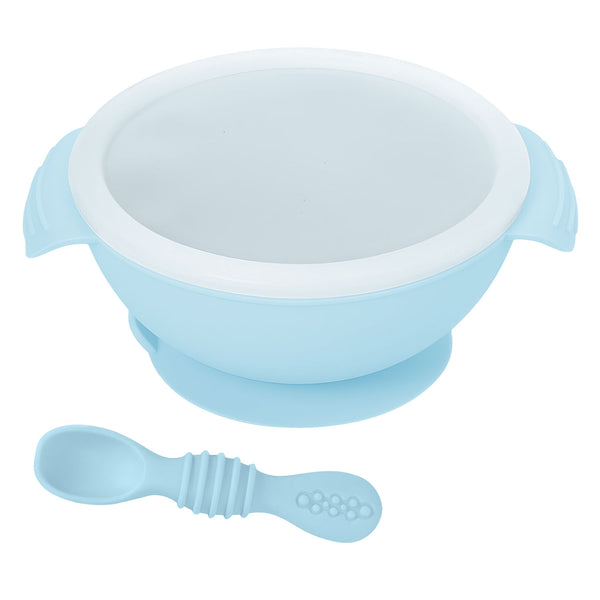 Hopop Silicone Bowl & Spoon with Suction Base Blue 6M+