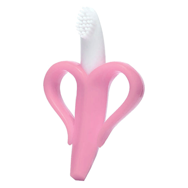 Teether Hopop Easy Grip Banana-Shaped Silicone Baby Teether 3M+ Pink