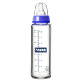 Hopop Premium Slim Neck Glass Feeding Bottle 250 ml Blue