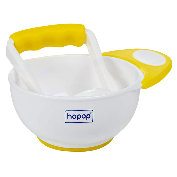 Hopop Baby Food Mash & Serve Feeding Bowl Set 15 x 11 x 7.5 cm Yellow