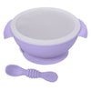 Hopop Baby Feeding Silicone Bowl & Spoon with Suction Base & Snap-On Lid 6M+ – Purple