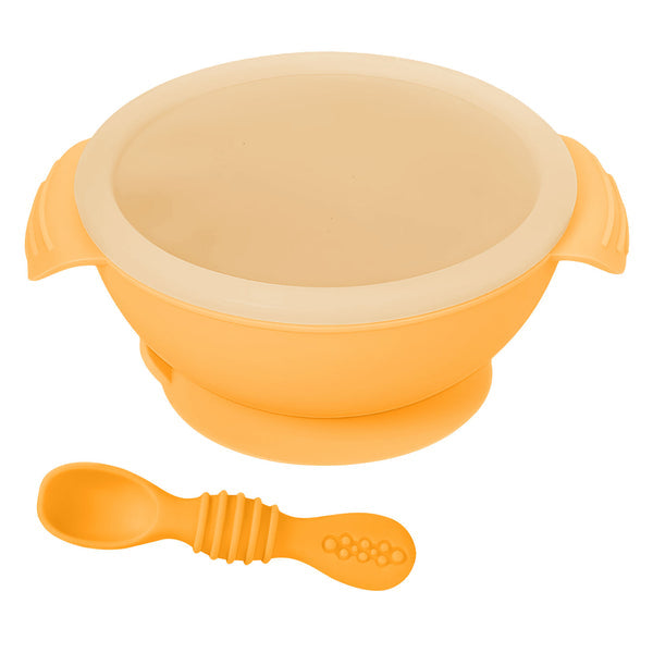 Hopop Silicone Bowl & Spoon with Suction Base Grey 6M+
