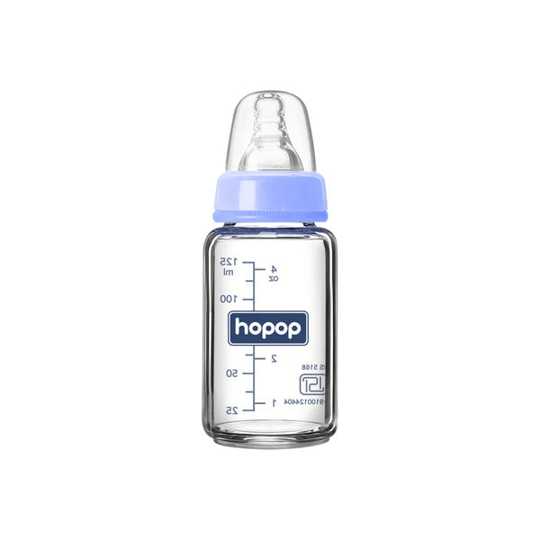 Hopop Premium Slim Neck Glass Feeding Bottle – 125ml BPA-Free