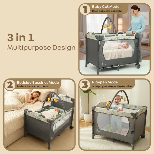 R For Rabbit Hide N Seek Bliss Cot - Black Multi