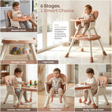 R for Rabbit Cherry Berry Multi 6 in 1 High Chair 6 Months-7 Years Soft Peach