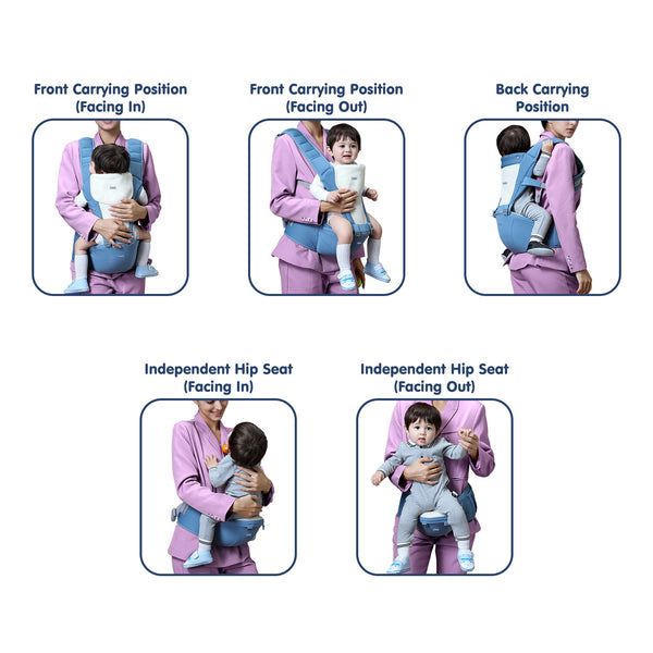 Hopop 5 in 1 Elegant Hip Seat Baby Carrier- Blue