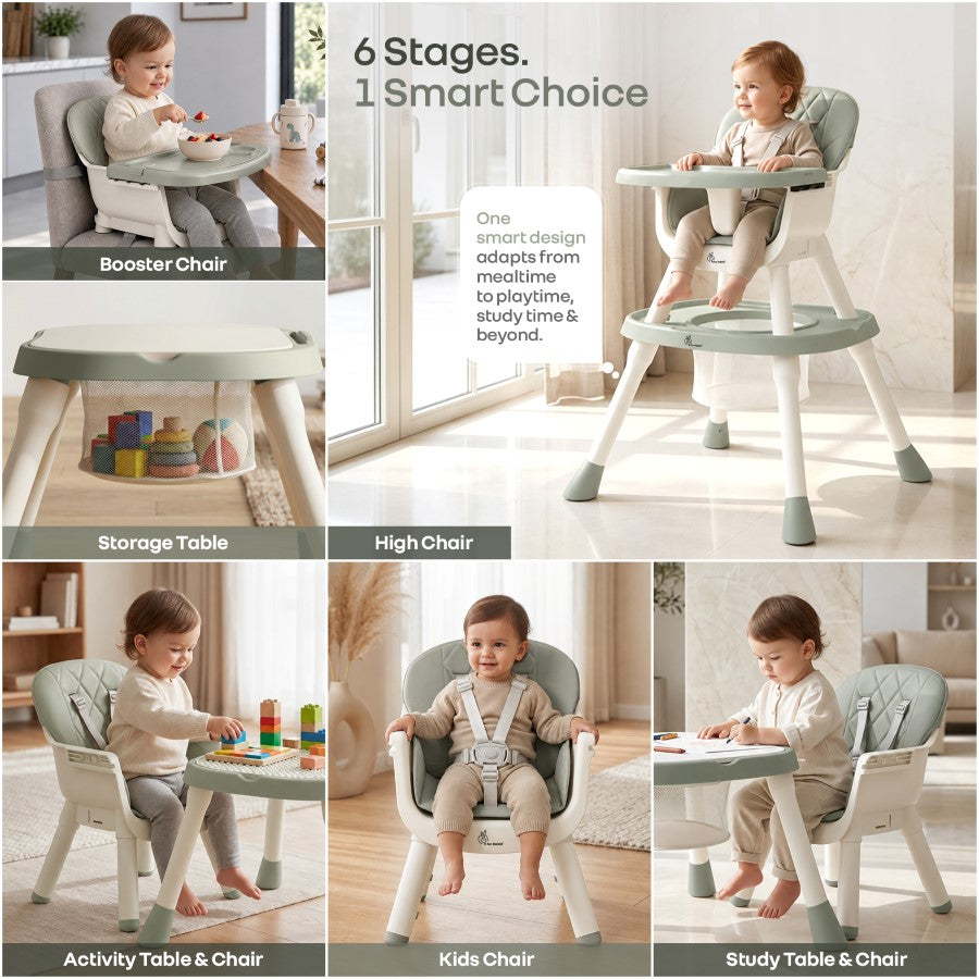 R for Rabbit Cherry Berry Multi 6-in-1 High Chair 6 Months-7 Years Ash Grey