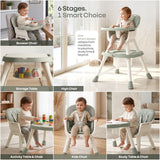 R for Rabbit Cherry Berry Multi 6-in-1 High Chair 6 Months-7 Years Ash Grey