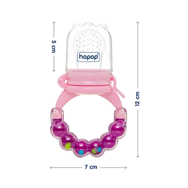 Hopop Baby Food Fruit Nibbler with Rattle Handle One Size – Pink & Purple
