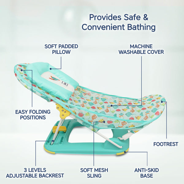 Hopop Anti-Skid Base Compact Baby Bather - Sea Green