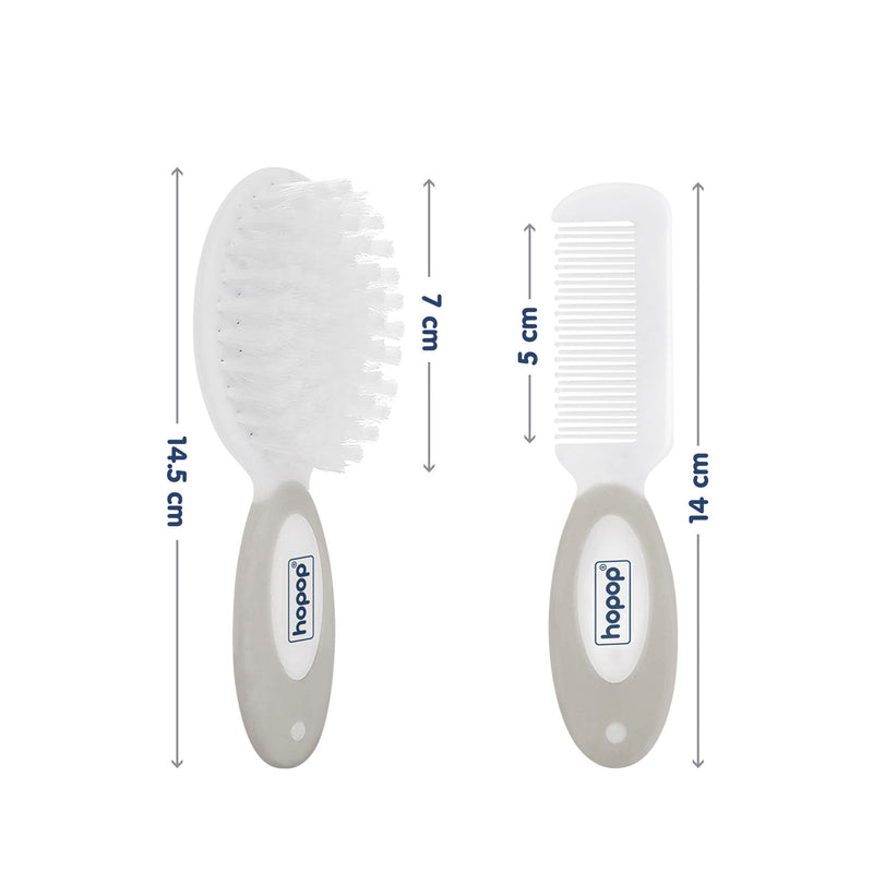 Hopop Soft-Bristle Baby Hair Brush & Comb Set - Green