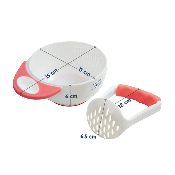 Hopop Food Mash and Serve Feeding Bowl Set - Pink