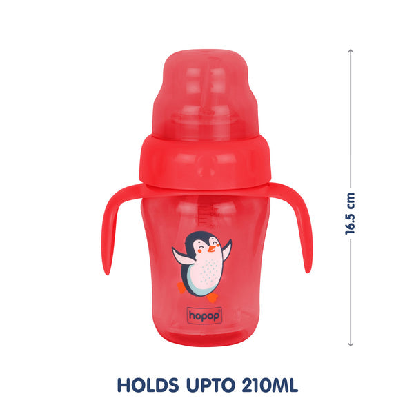 Hopop Baby Sipper Cup Spill-Proof with Spout & Straw 210ml – Red