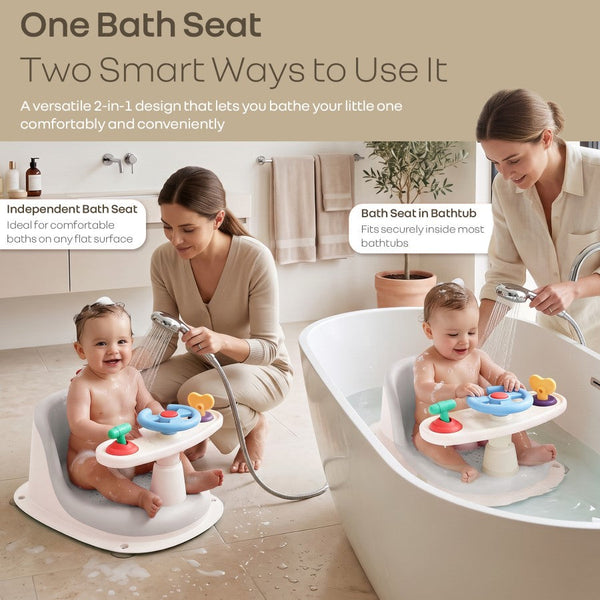 Baby Bath Seat R for Rabbit Fun Time Cozy 2 in 1 6M+ Up to 15kg Baby Bath Seat – Grey Ivory