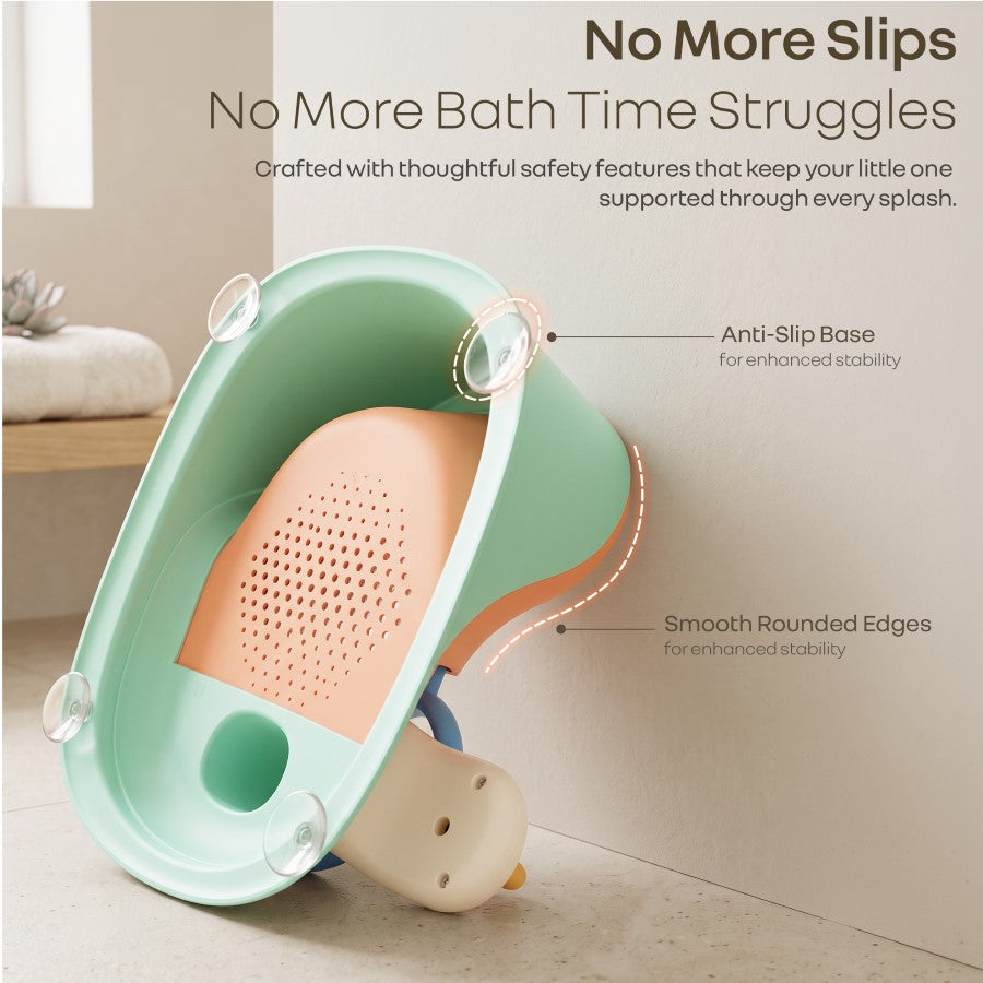 R for Rabbit Fun Time Cozy 2 in 1 6M+ Up to 15kg Baby Bath Seat– Peach Mint