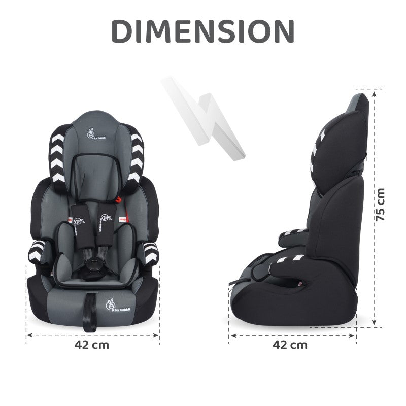 R For Rabbit Car Seat Jumping Jack Racer Grey Black
