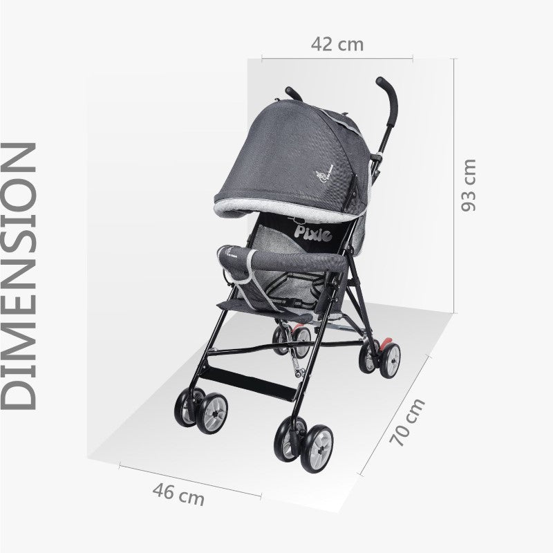R for Rabbit Stroller Pixie Black Grey