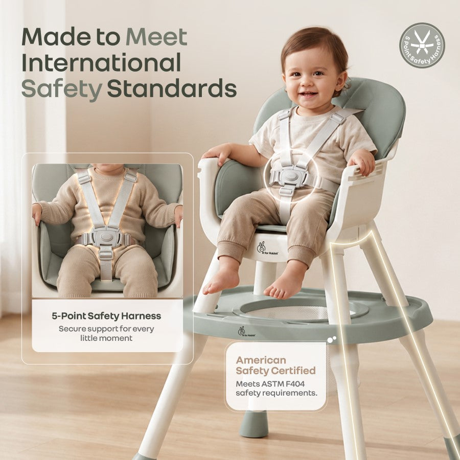 R for Rabbit Cherry Berry Multi 6-in-1 High Chair 6 Months-7 Years Ash Grey