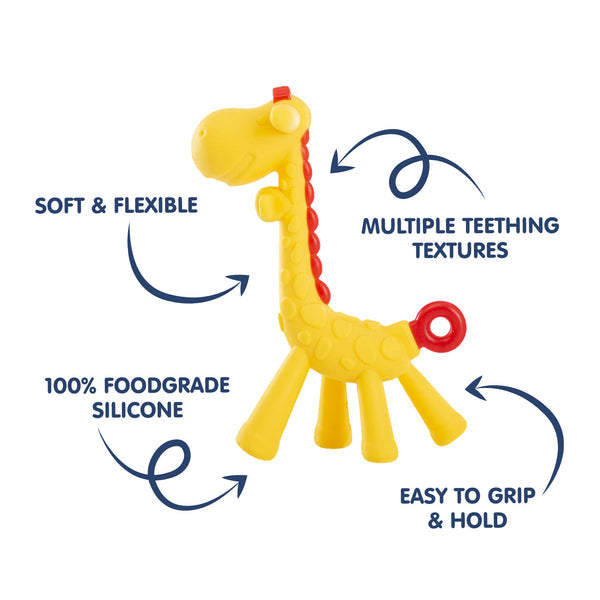 Hopop Giraffe Silicone Teether- Assorted - Assorted Colour