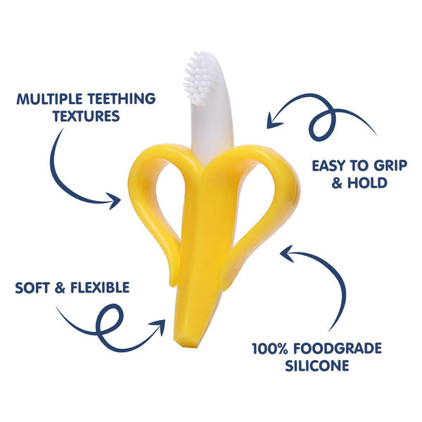 Hopop Easy Grip Banana-Shaped Silicone Baby Teether 3M+ Blue
