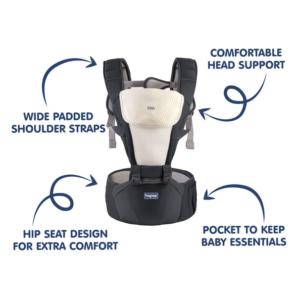 Hopop 5 in 1 Elegant Hip Seat Baby Carrier - Black