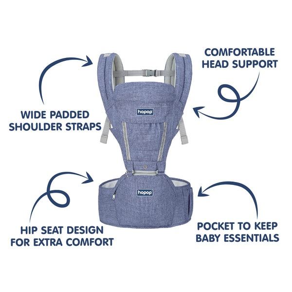 Hopop Elite 5 in 1 Hip Seat Baby Carrier - Blue