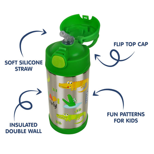 Hopop Insulated Stainless Steel Sipper With Straw- Alligator 300ML