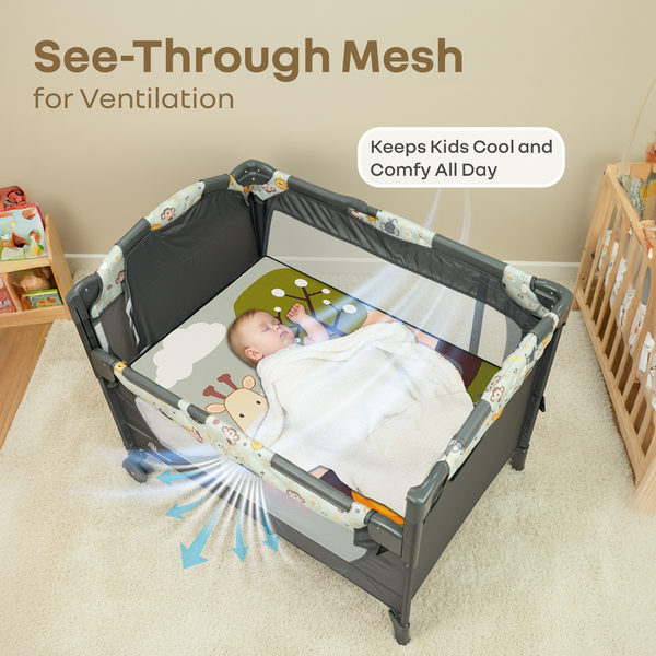 R For Rabbit Hide N Seek Bliss Cot - Black Multi